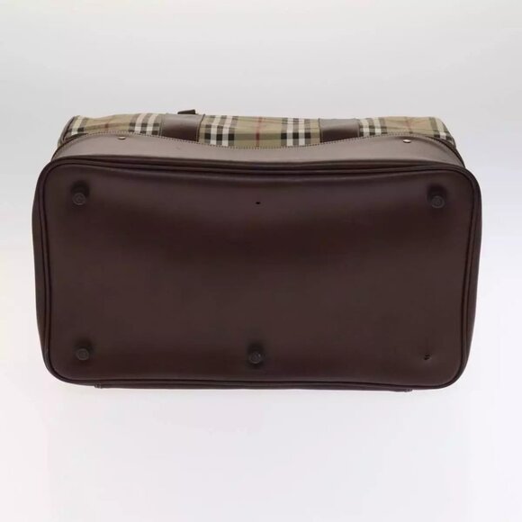 Burberrys Nova Check Boston Bag PVC Leather Beige Auth - Picture 12 of 16